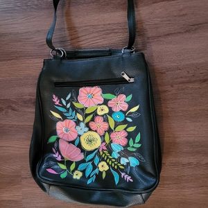 Black Handpainted Shoulder Bag